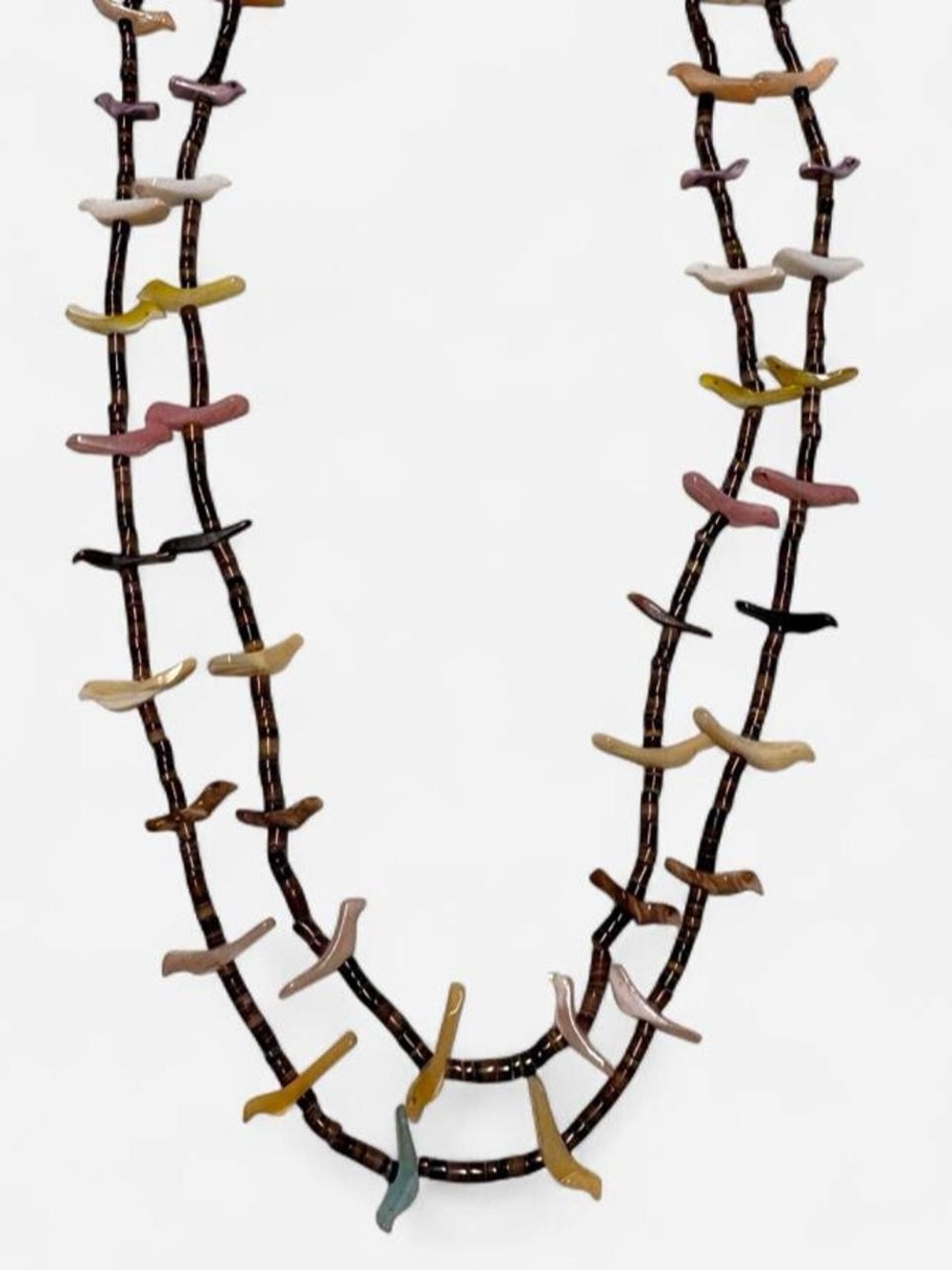Vintage Southwestern Native American Inspired Bird Fetish Double Strand Necklace